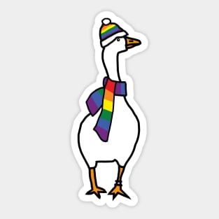 Goose and Rainbow Pride Flag Hat and Scarf Sticker